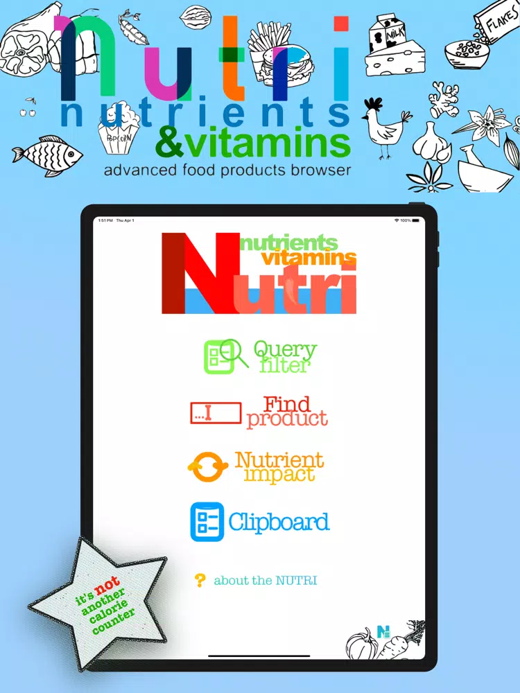 Tangkapan layar Nutri Nutrients and Vitamins iPad 