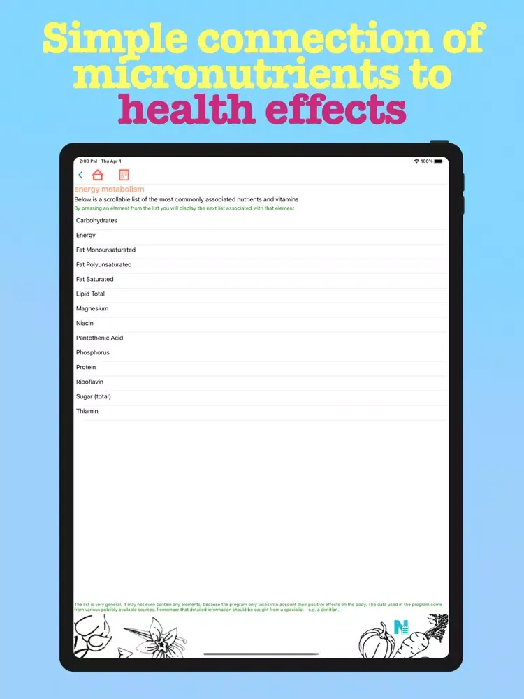 ภาพหน้าจอของ Nutri Nutrients and Vitamins iPad 