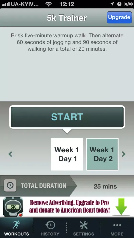 Zrzuty ekranu 5K Fitness Trainer Free - Run for American Heart