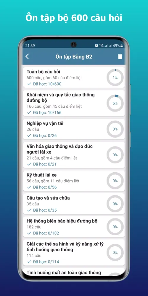 Ôn thi GPLX应用截图