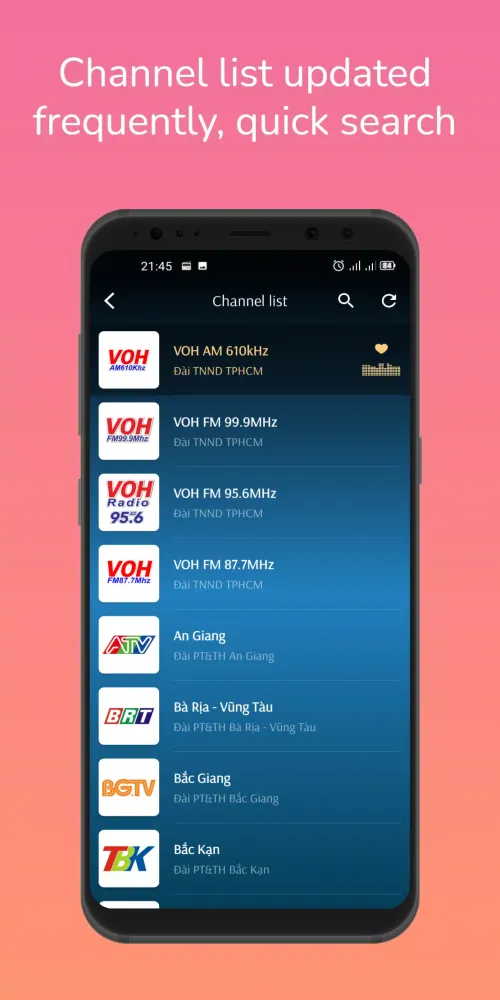 Tangkapan skrin Radio Vietnam Online