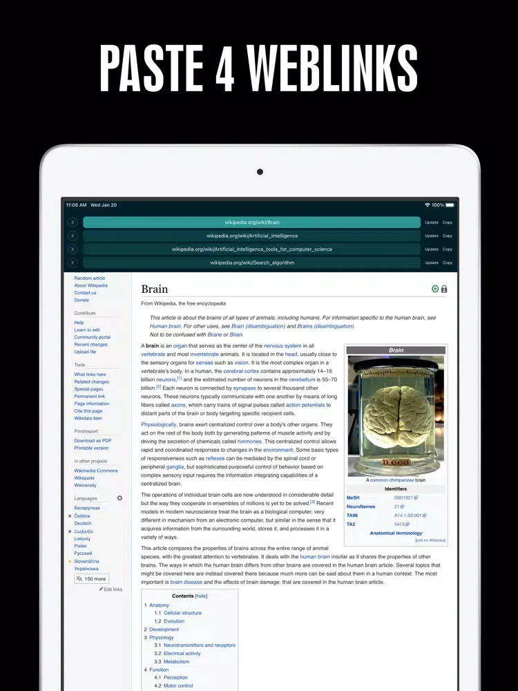 Ảnh chụp màn hình của Website Changer iPad