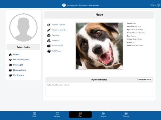 Tangkapan skrin Craigmyle K9 Training iPad 