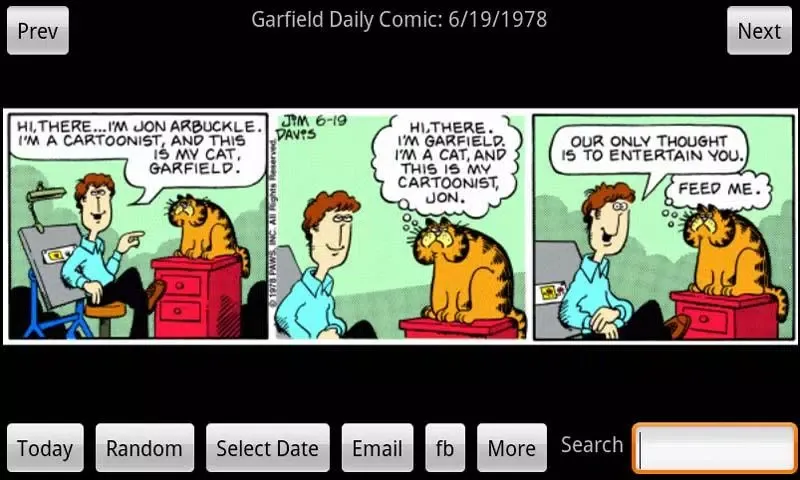 Tangkapan layar Garfield Daily