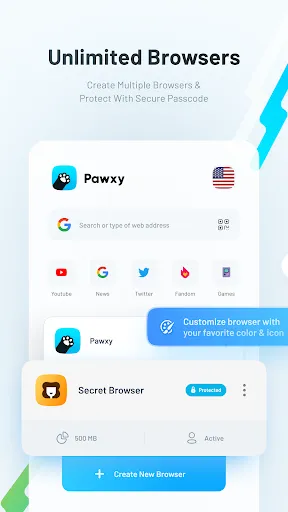 Pawxy - Fast VPN & Web Browser应用截图