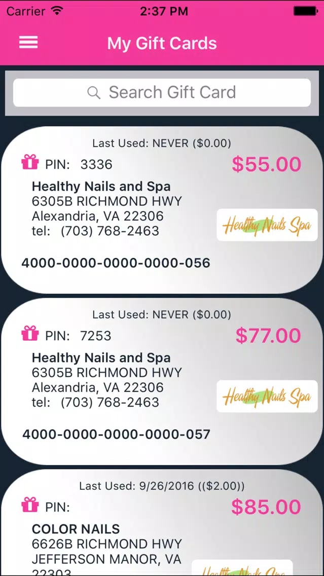 Envie Rewards Phone App স্ক্রিনশট