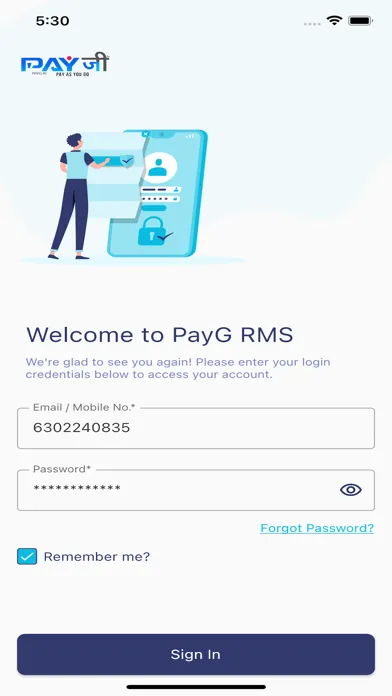 Captures d'écran de PayG RMS