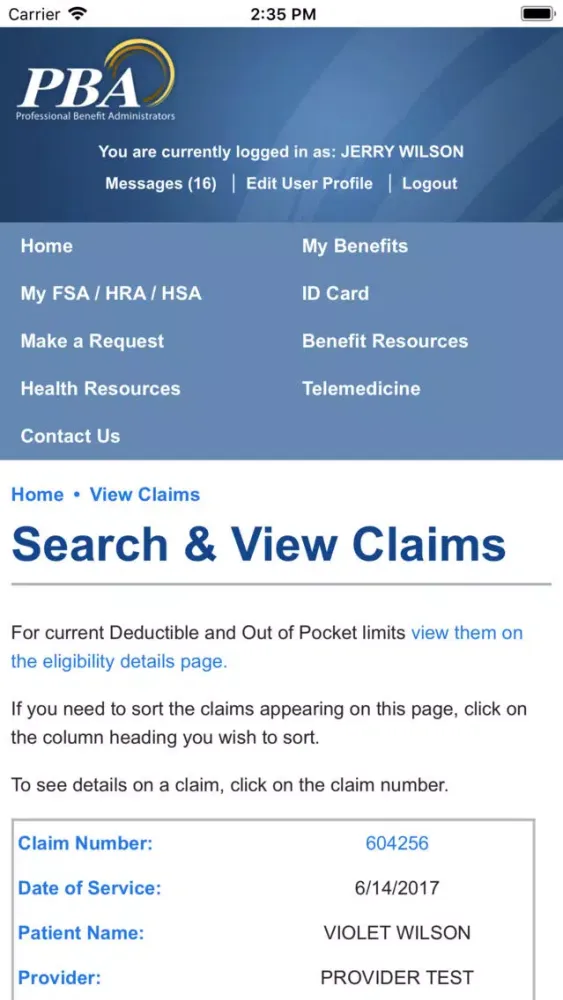 Capturas de pantalla de PBA Claims