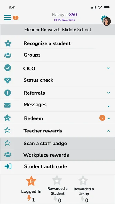 Capturas de tela do PBIS Rewards Staff