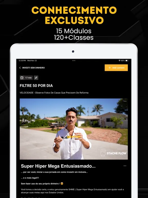 Capturas de tela do Stache Flow iPad 