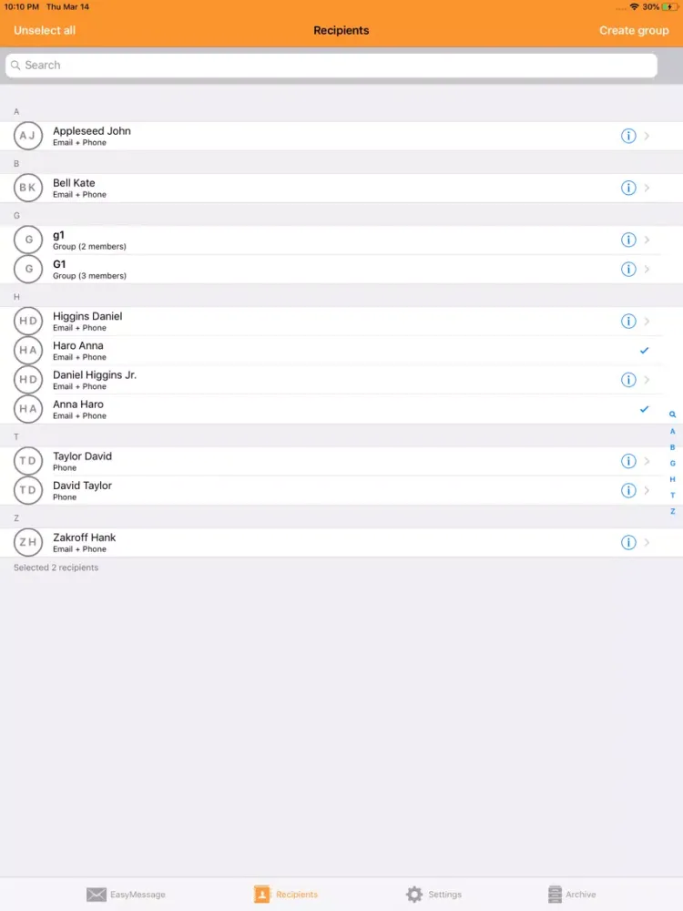 Ảnh chụp màn hình của Easy Message - Group Mass Text iPad 