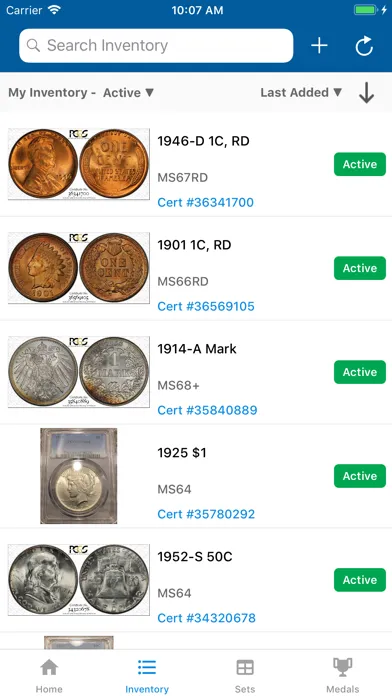 PCGS Set Registry Screenshots