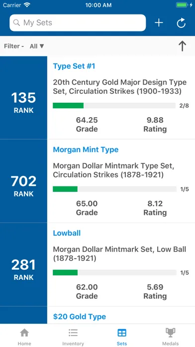 PCGS Set Registry Screenshots