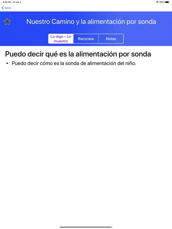 Ảnh chụp màn hình của Alimentación por sonda iPad 