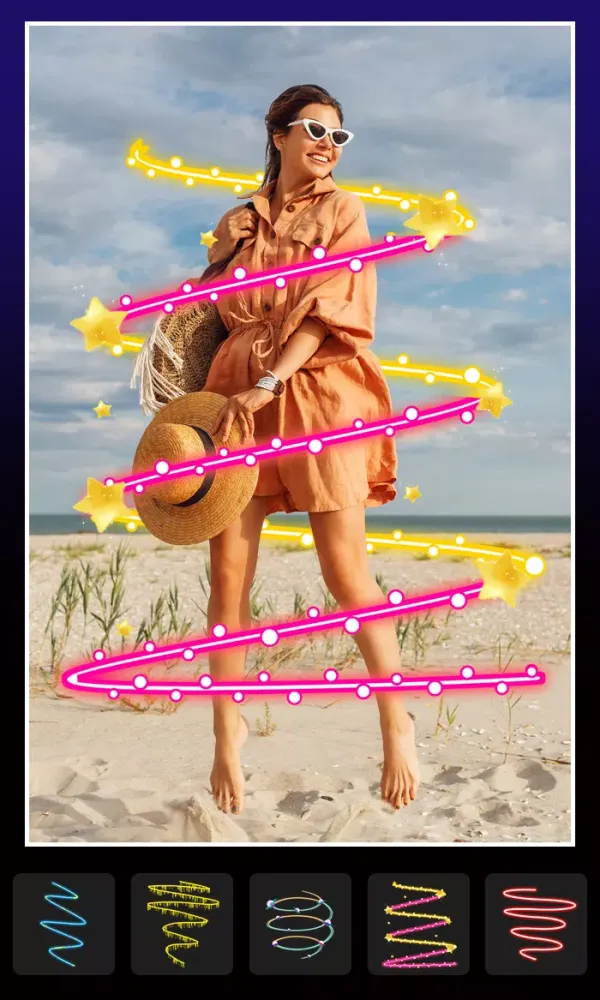 Neon Spiral Line Photo Editor Screenshots