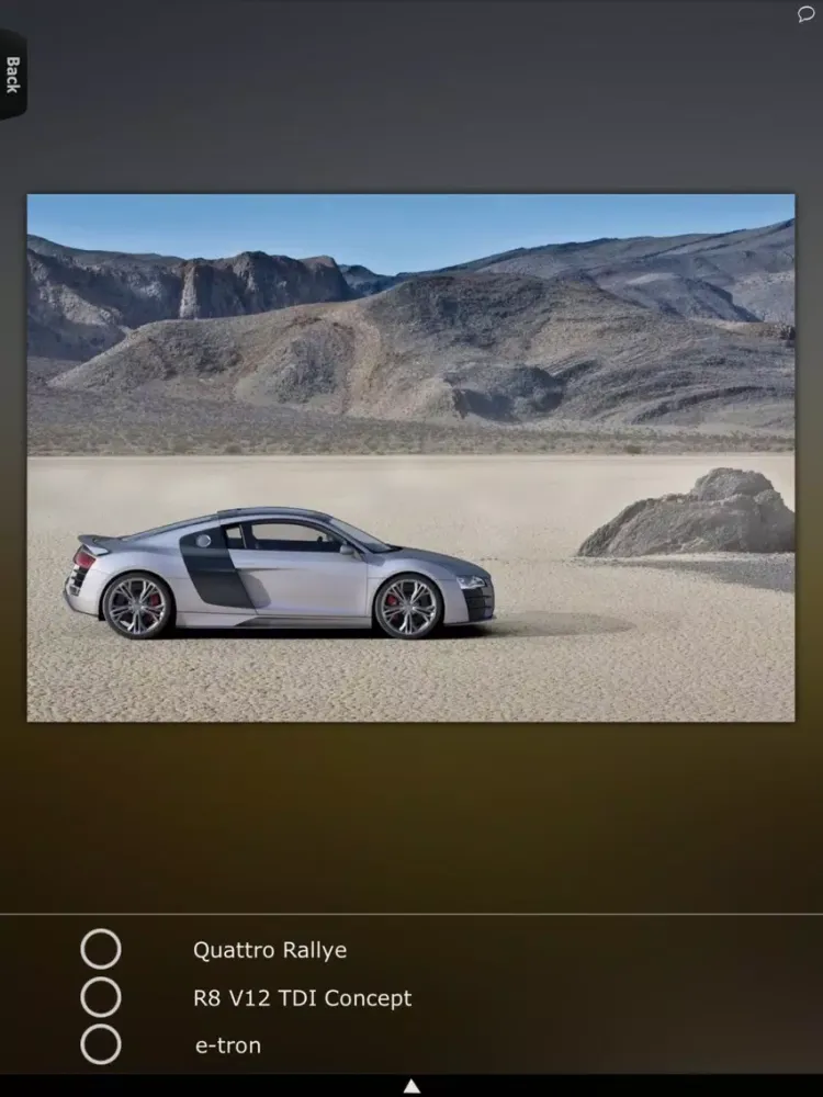 Capturas de pantalla de Audi Showroom iPad 