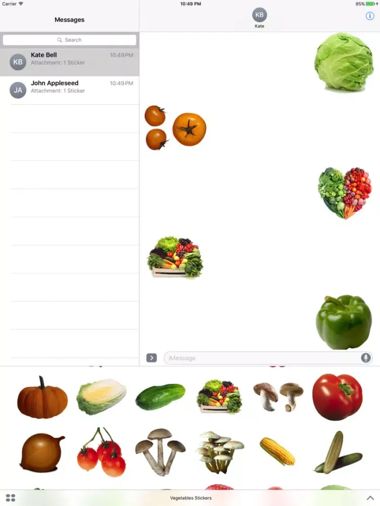 Fun Vegetables Stickers + iPad  Ekran Görüntüleri