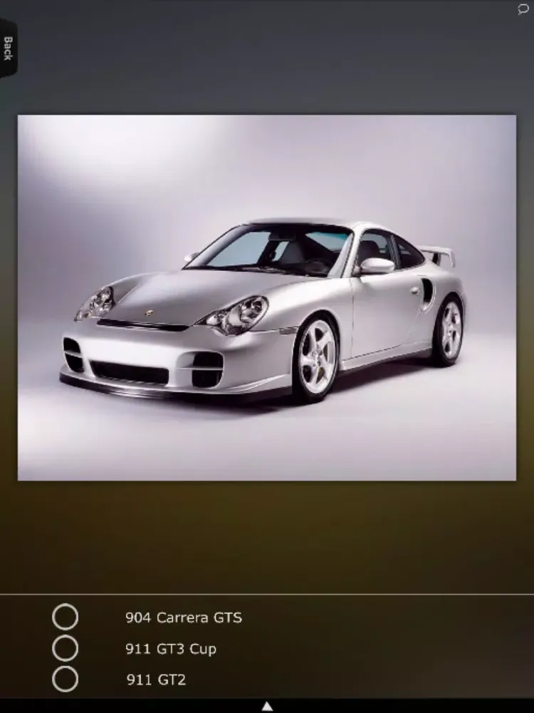 Tangkapan skrin Porsche Showroom iPad 