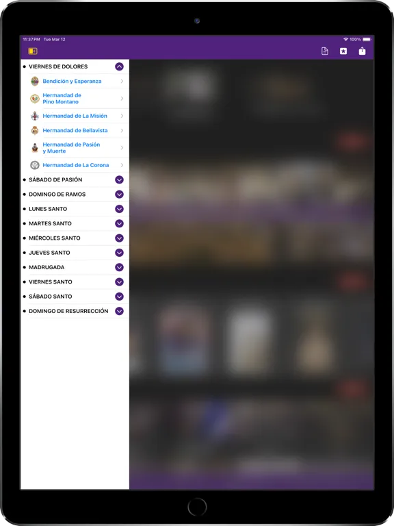 Tangkapan layar Semana Santa Sevilla 2025 iPad 