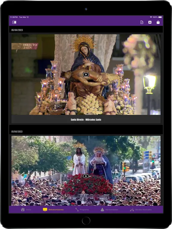 Tangkapan layar Semana Santa Sevilla 2025 iPad 