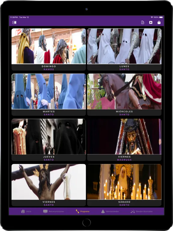 Tangkapan layar Semana Santa Sevilla 2025 iPad 