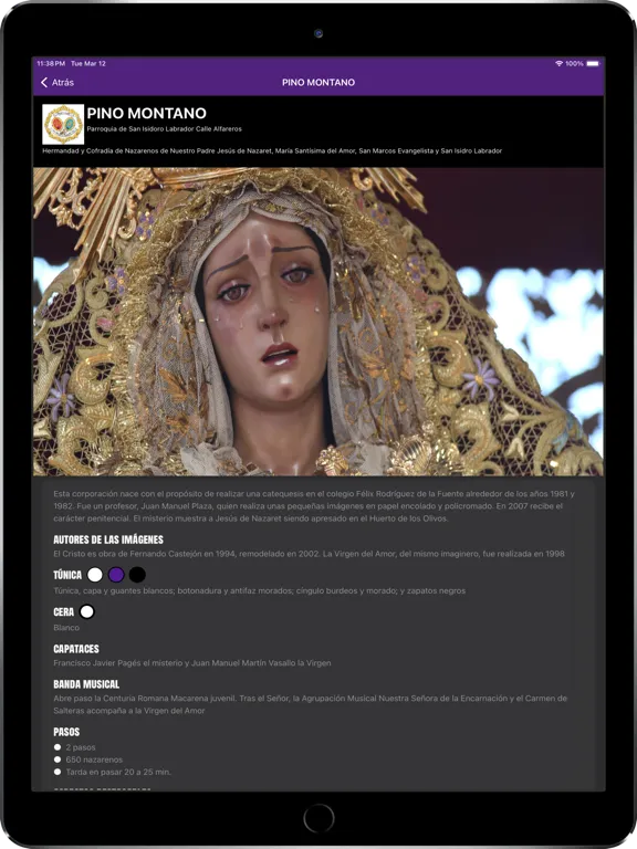 Tangkapan layar Semana Santa Sevilla 2025 iPad 