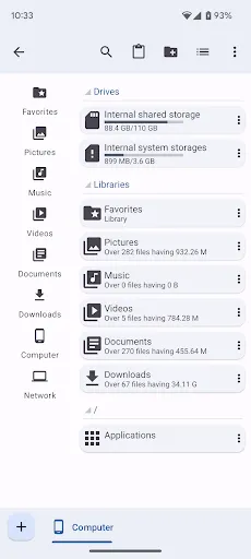 Capturas de tela do Computer File Explorer