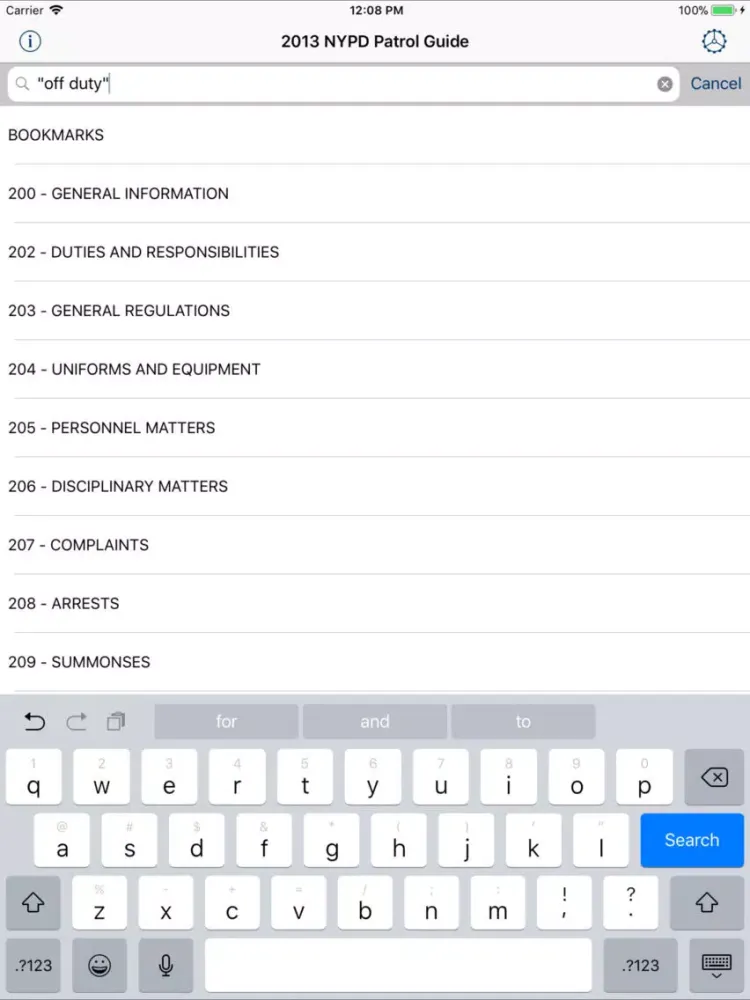 NYPD Patrol Guide 2013 iPad  Screenshots