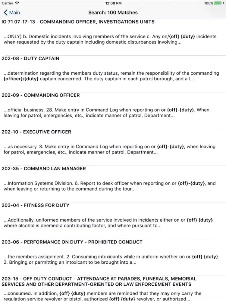 NYPD Patrol Guide 2013 iPad  Screenshots