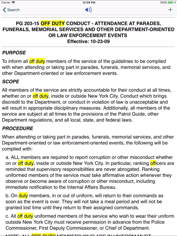 NYPD Patrol Guide 2013 iPad  Screenshots