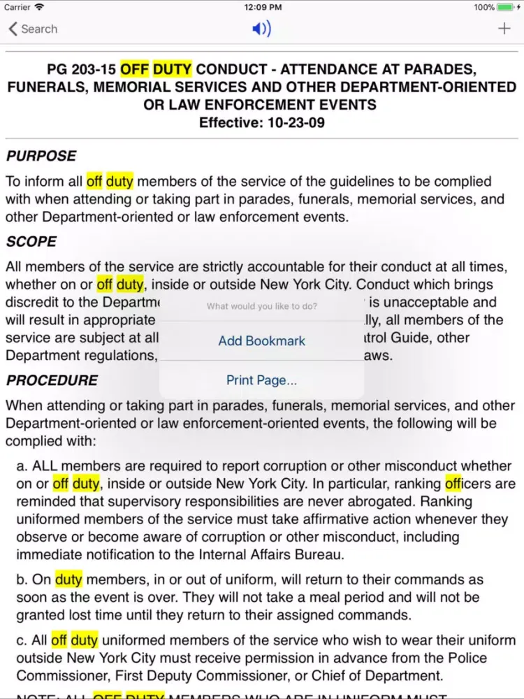 NYPD Patrol Guide 2013 iPad  Screenshots