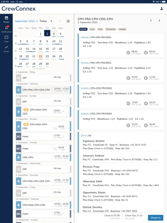 PDC CrewConnex iPad 应用截图