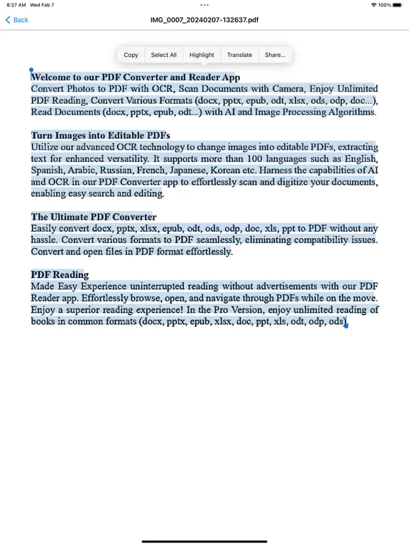 PDF Converter , PDF Reader iPad Screenshots