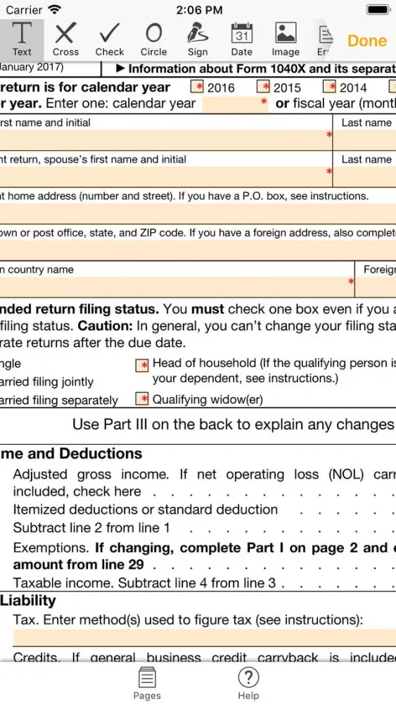 1040X Form Screenshots