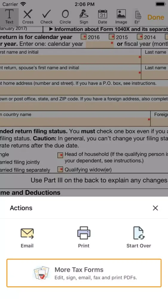 1040X Form Screenshots
