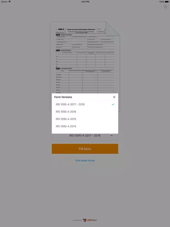 1095-A Form: fill & send PDF iPad  স্ক্রিনশট