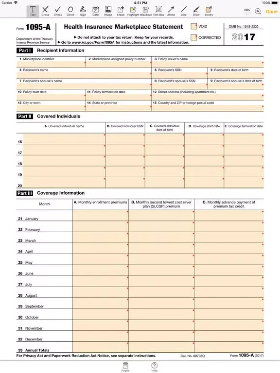 1095-A Form: fill & send PDF iPad  স্ক্রিনশট