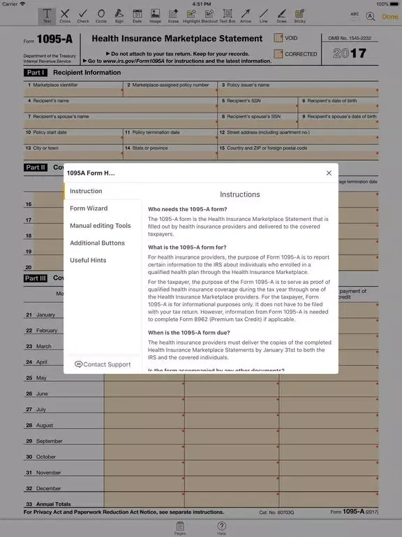 1095-A Form: fill & send PDF iPad  স্ক্রিনশট