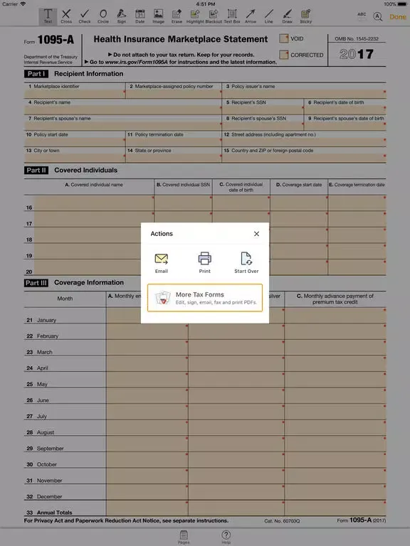 1095-A Form: fill & send PDF iPad  স্ক্রিনশট