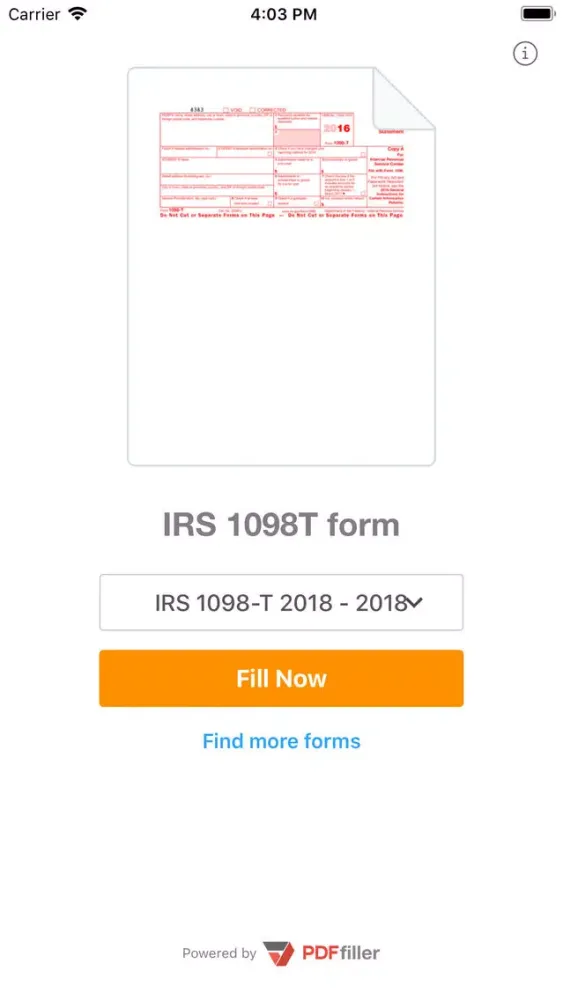 Zrzuty ekranu 1098T Form: fill & send PDF