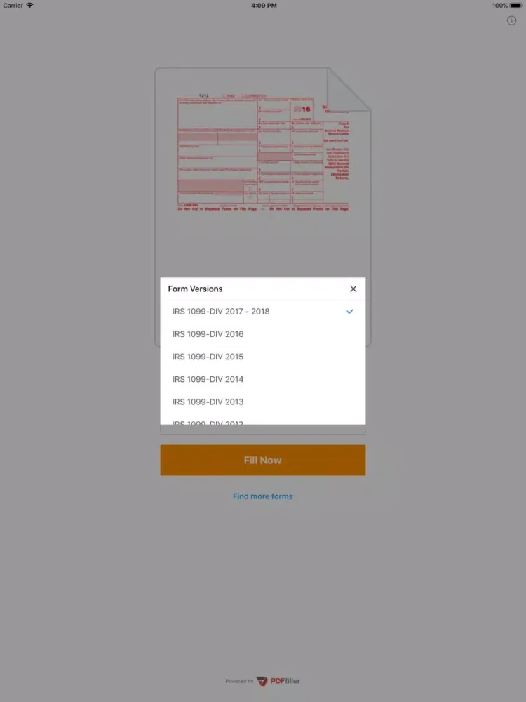 1099DIV Form iPad  Screenshots