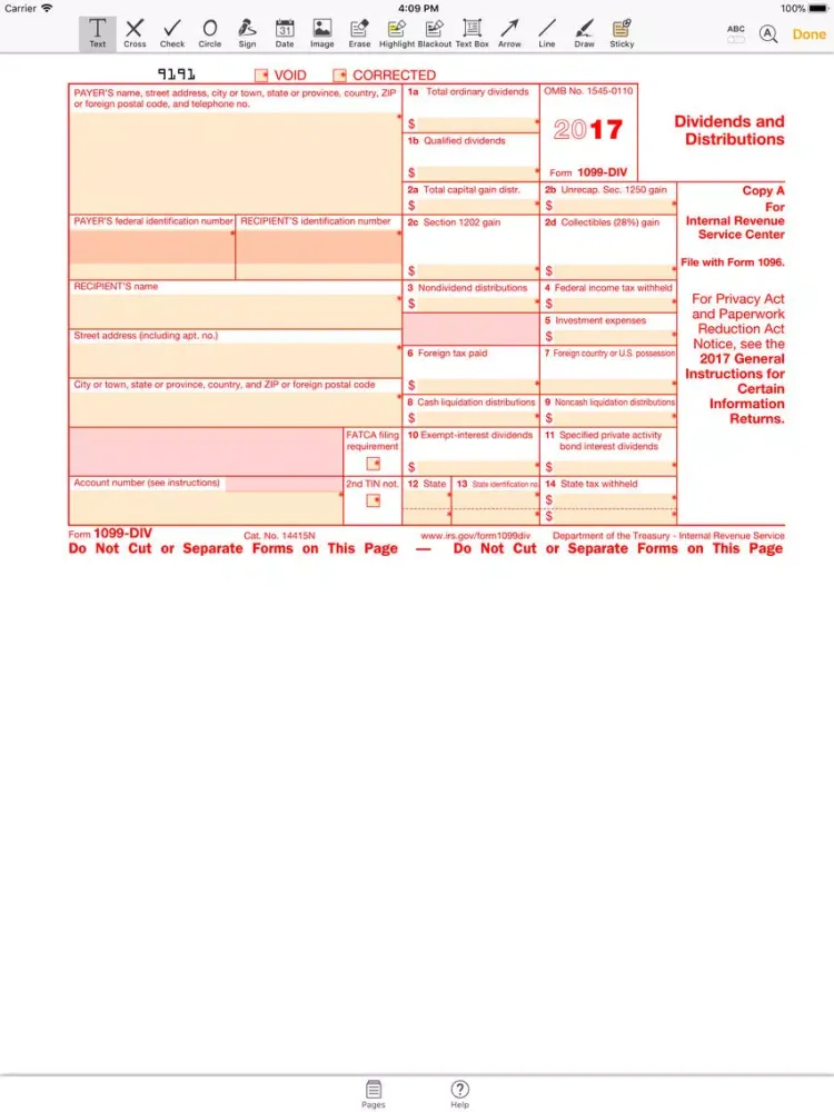 1099DIV Form iPad  Screenshots