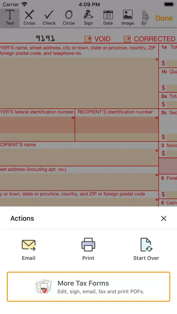 1099DIV Form Screenshots