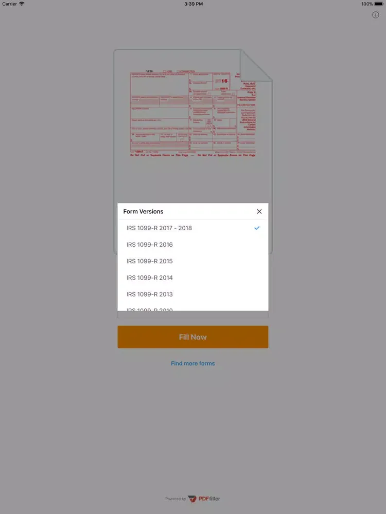 Zrzuty ekranu 1099R Form iPad 