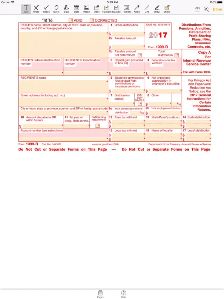 Zrzuty ekranu 1099R Form iPad 