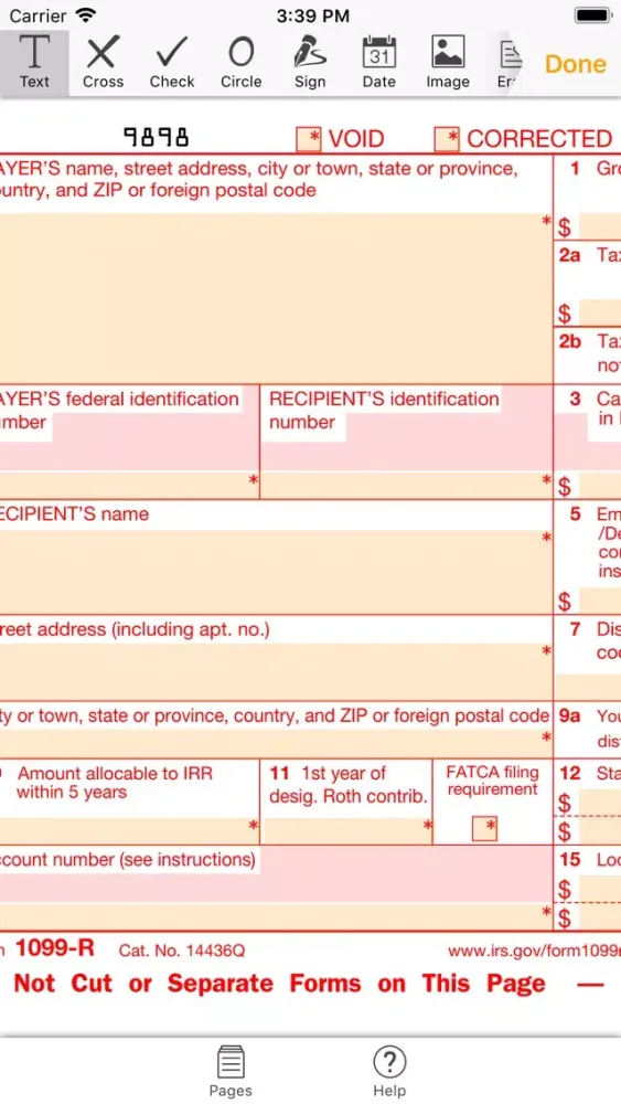 Zrzuty ekranu 1099R Form