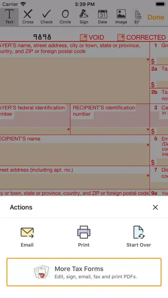 Zrzuty ekranu 1099R Form