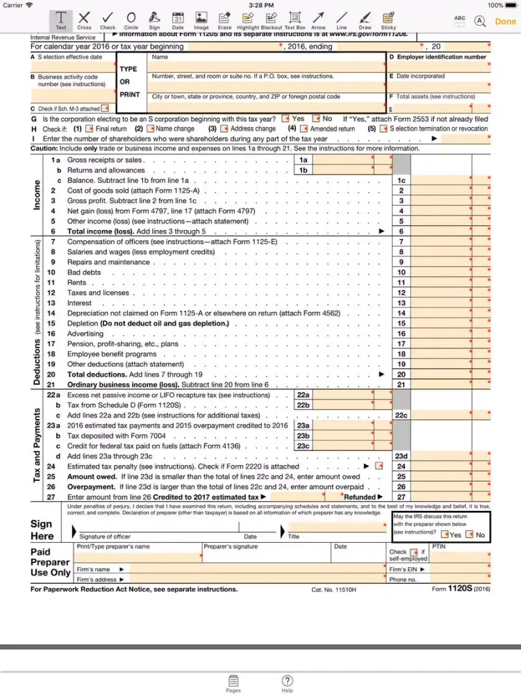 Скриншоты 1120S Form iPad 