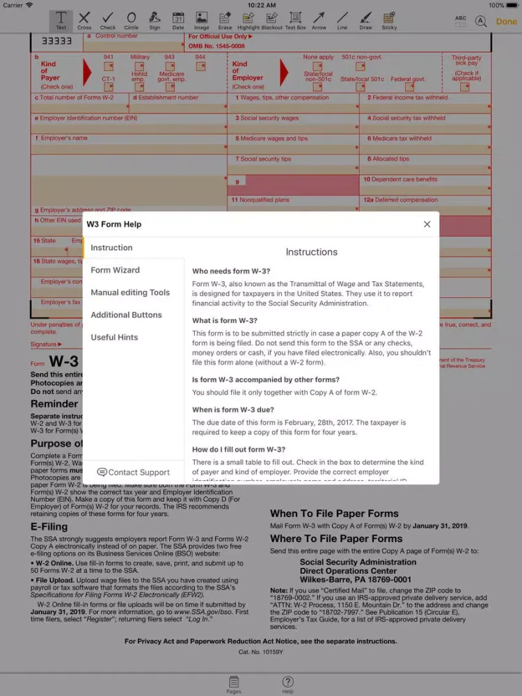 W3 Form iPad  Screenshots