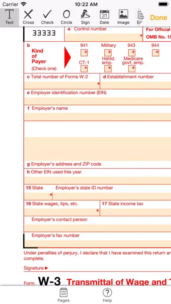 W3 Form Screenshots